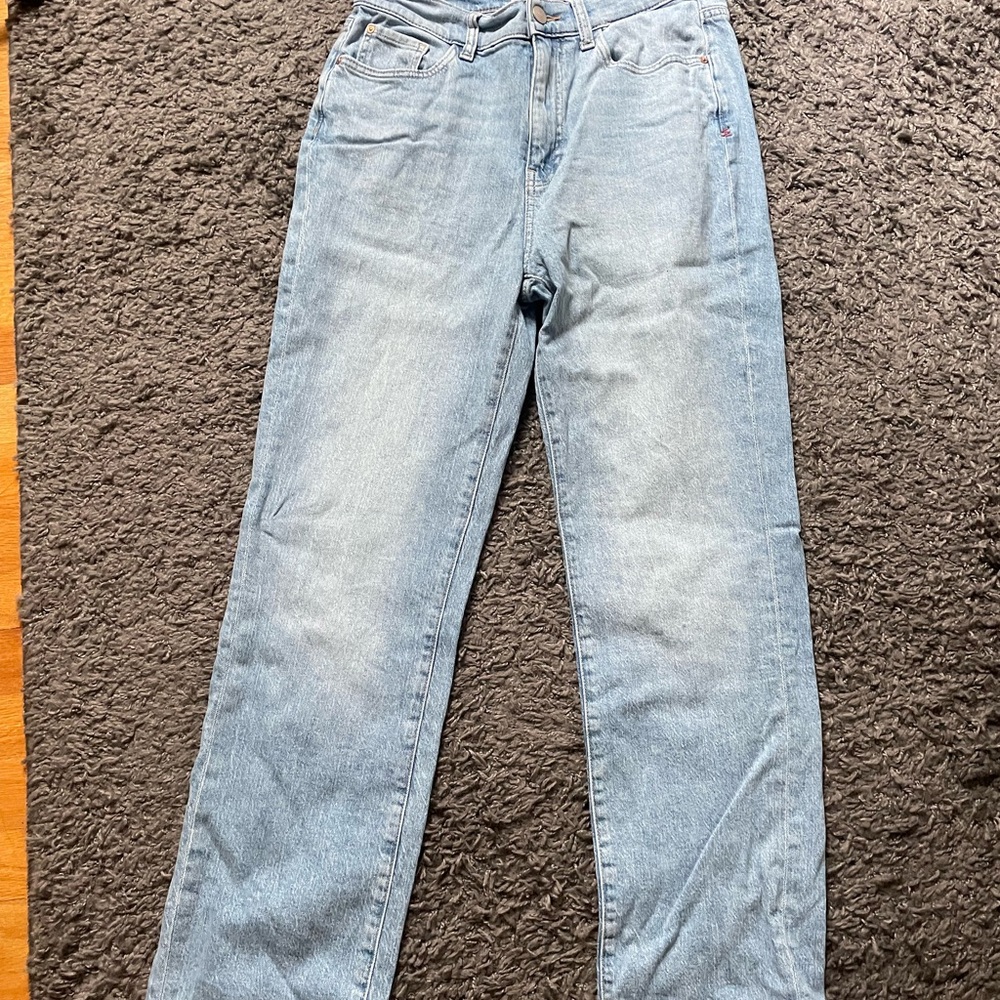 Warp + Weft ASE stretch high rise jeans in light blue wash
